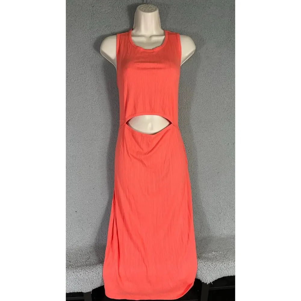 Fashion Nova‎ Women's 1X Orange Cutout Ribbed Bodycon Midi Dress Sleeveless - Picture 4 of 9